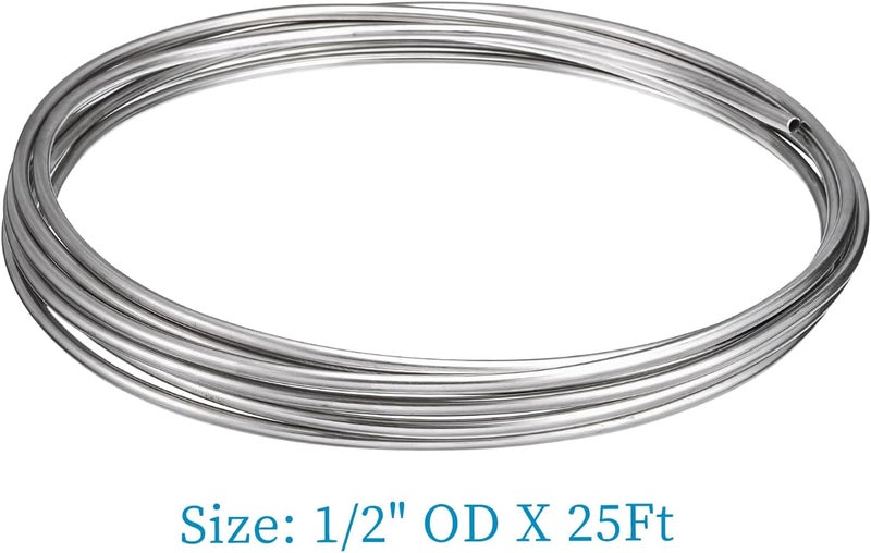 Vigorous Stainless Steel Tubing Coil, 1/2" x 25Ft 304 Welded Stainless Steel Tubing - Image 2